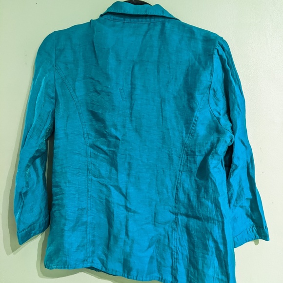 Chicos Aquamarine Linen Jacket Size 1 (Women's 8-10) - Picture 4 of 10